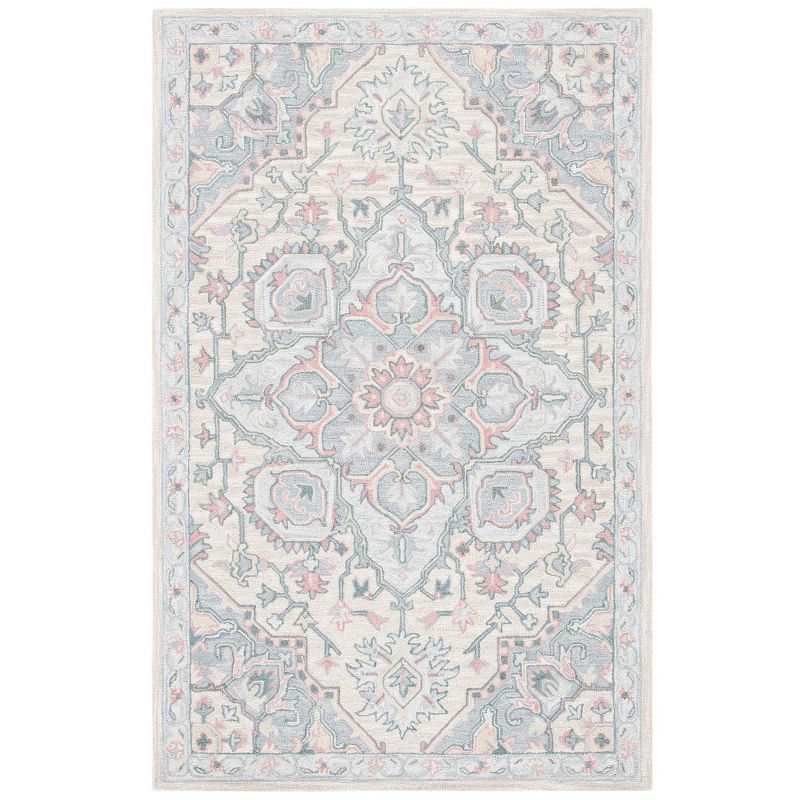 Elegant Heritage Blue Wool 4' x 6' Hand-Tufted Area Rug