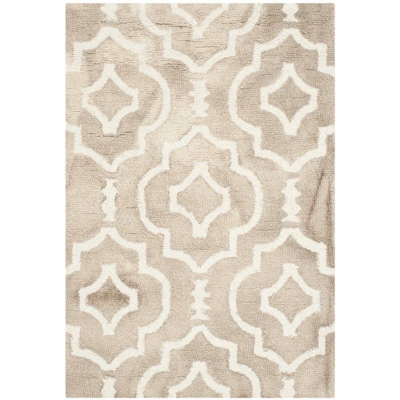 Beige Ivory Hand-Tufted Wool Geometric Area Rug 2' x 3'