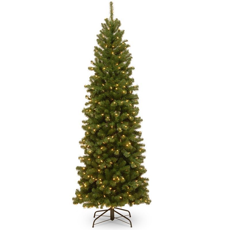 7.5ft Pre-Lit Green Spruce Slim Artificial Christmas Tree with Clear Lights