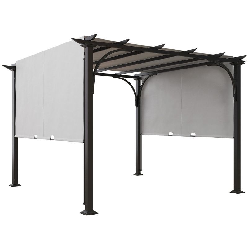 Outsunny 10' x 10' White Steel Frame Patio Pergola