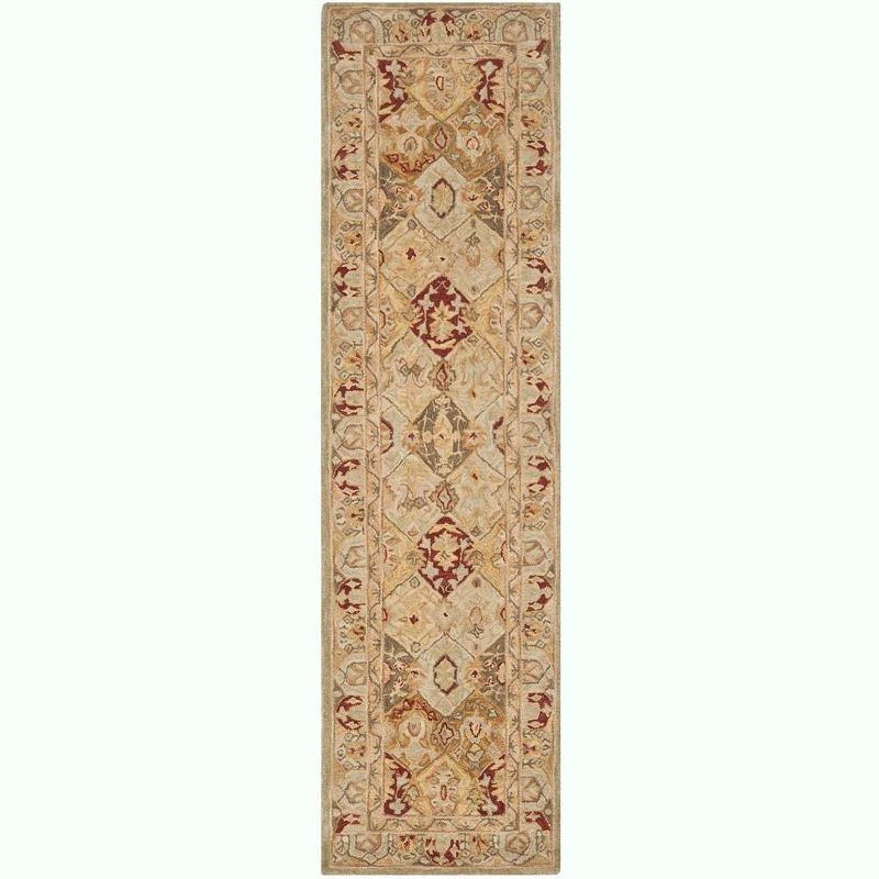 Handmade Red and Beige Wool Tufted Runner Rug 2'3" x 12'