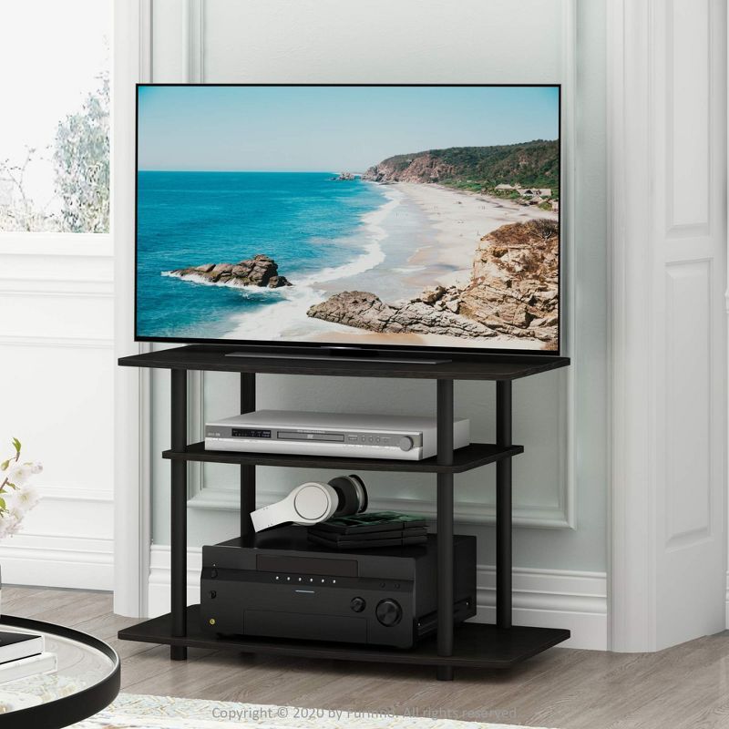 Espresso Black PVC Composite 3-Tier TV Stand with Mount