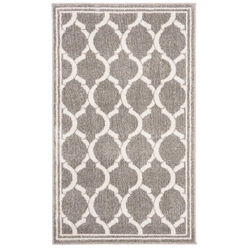 Dark Grey and Beige Geometric Synthetic 3' x 5' Area Rug