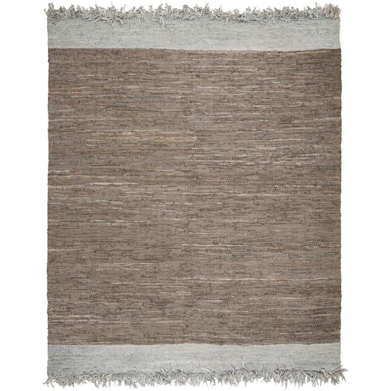 Handmade Light Grey and Taupe Cowhide 8' x 10' Area Rug