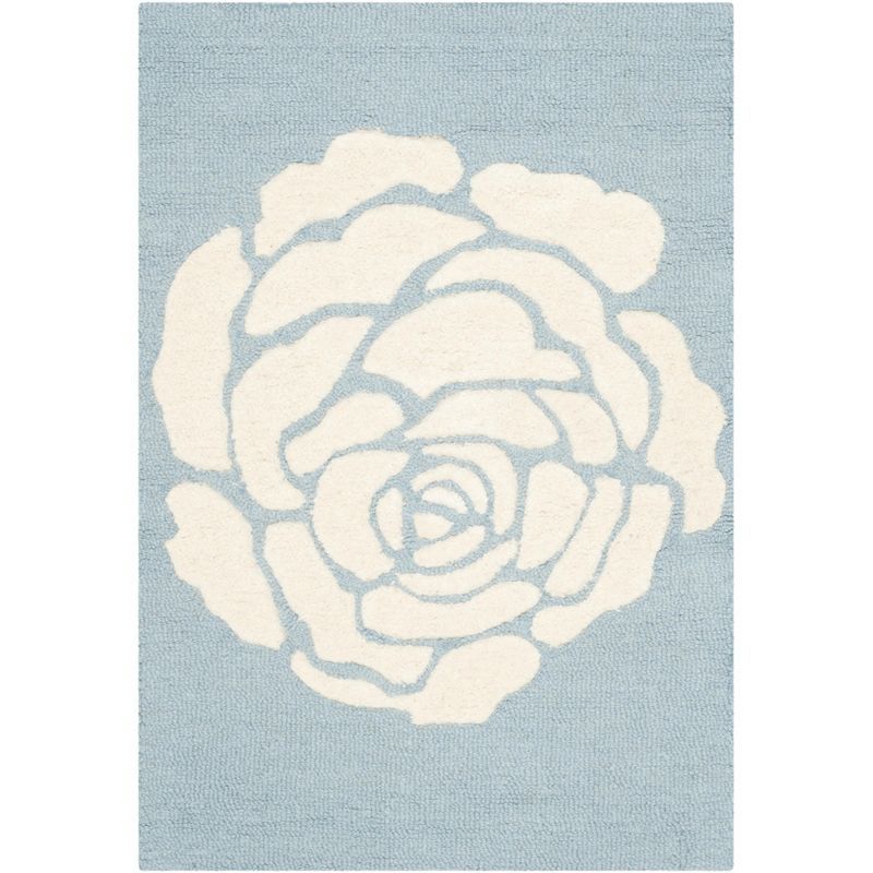 Hand-Tufted Wool Geometric Blue/Ivory Rug, 2' x 3'