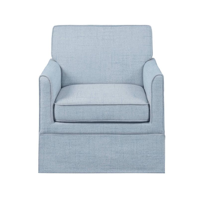 Light Blue Barrel Accent Chair with Microfiber Upholstery