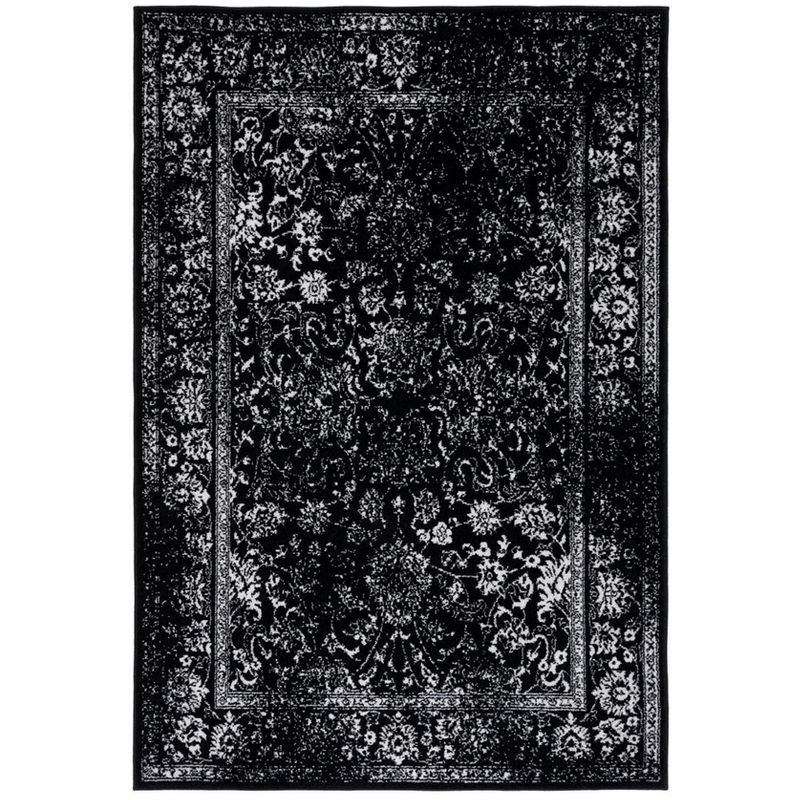 Adirondack Black and Ivory 3' x 5' Synthetic Area Rug