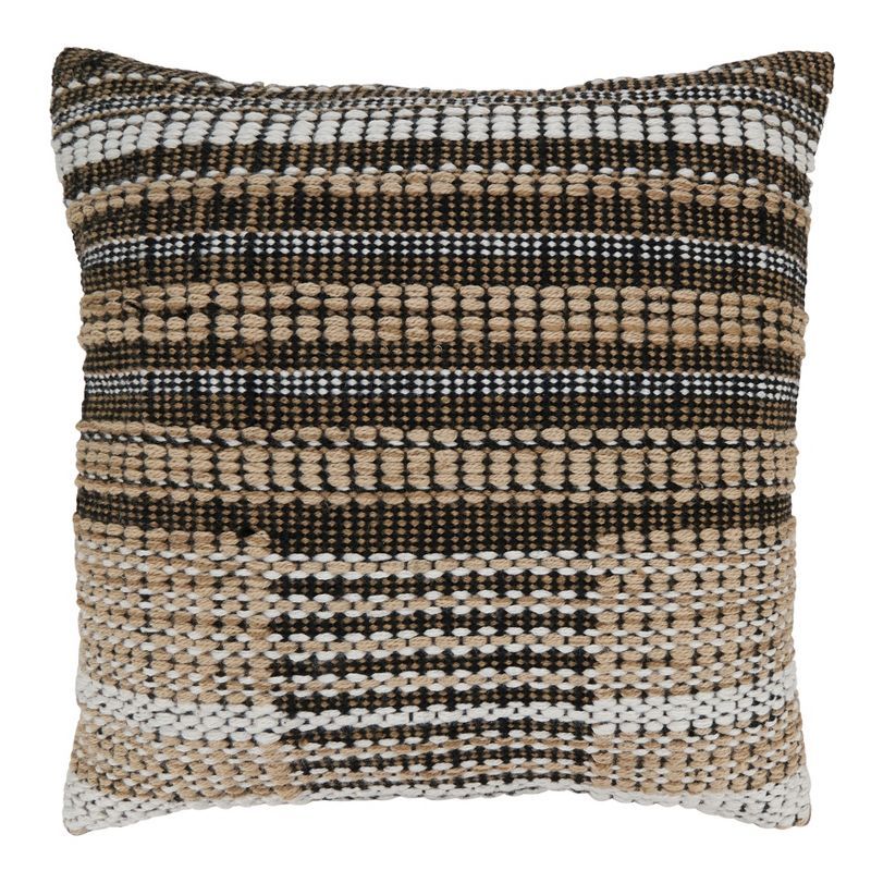 Al Fresco Black and Beige Woven Throw Pillow, 20"x20"