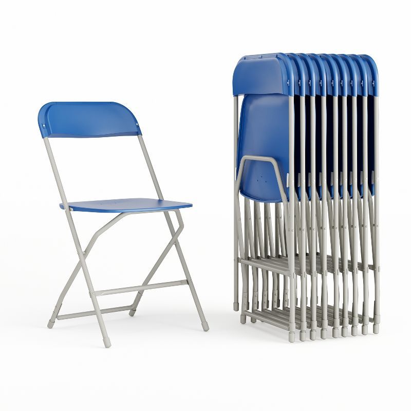 Contemporary Gray Steel Folding Chair 10-Pack for Events