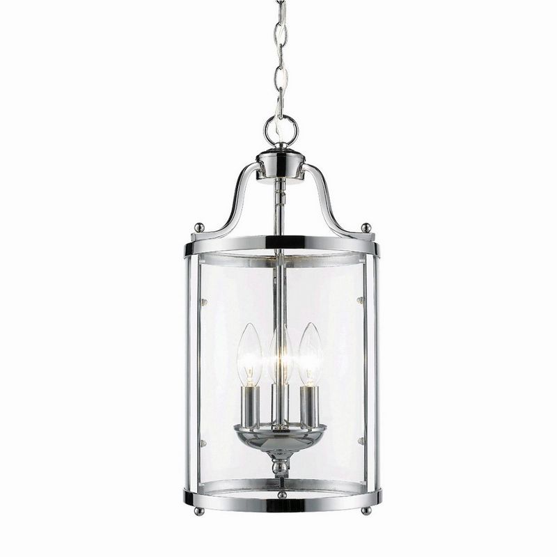 Chrome Finish 3-Light Glass Pendant Light