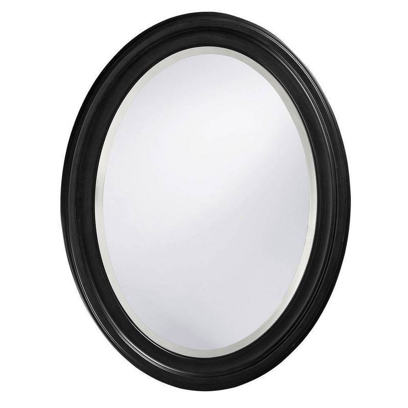 Matte Black Wood Oval Wall Mirror, 38" x 31"