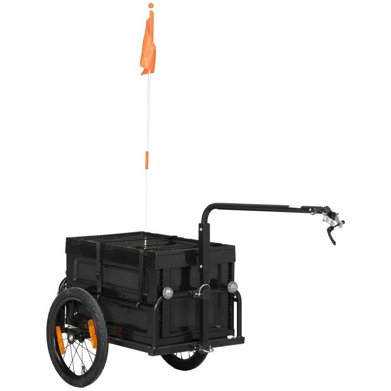 Black Steel Bike Trailer Wagon with Removable Storage Box