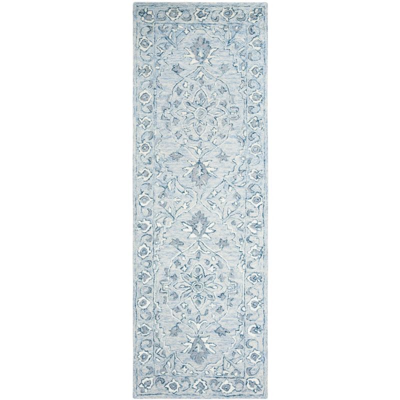 Ivory and Light Blue Hand-Tufted Wool Rug, 2' 6" x 4'