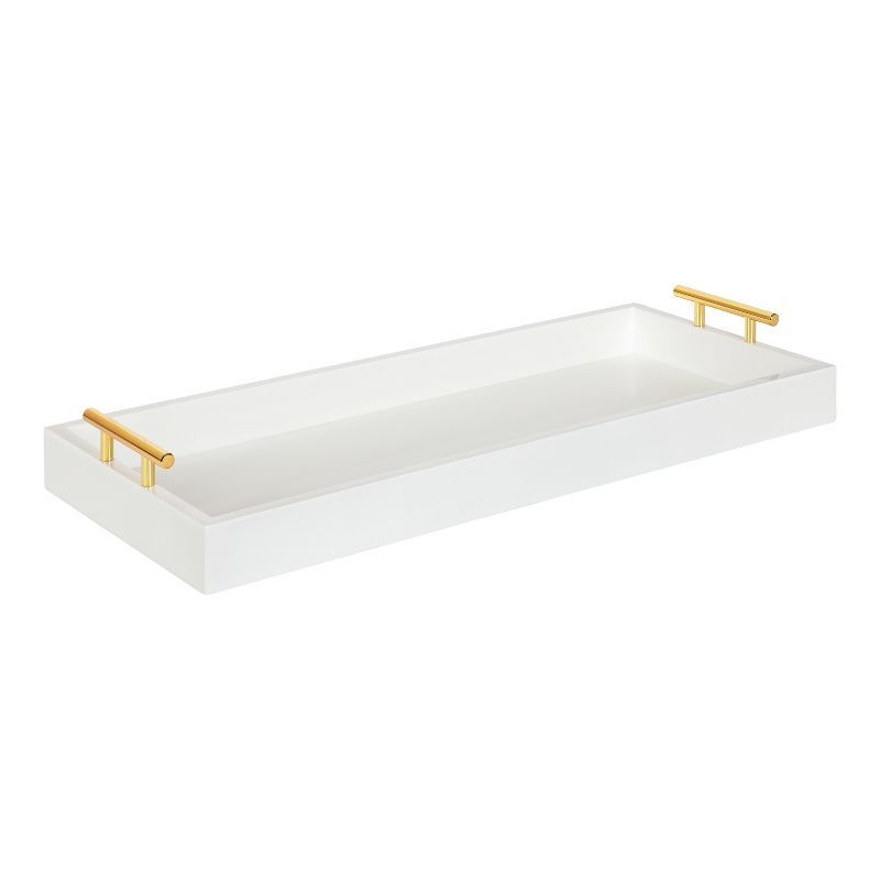 Lipton Sleek White and Gold Rectangular Wood Decorative Tray