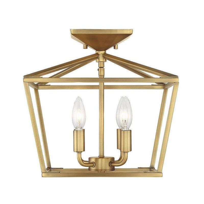 Warm Brass 4-Light Semi-Flush Mount Ceiling Fixture