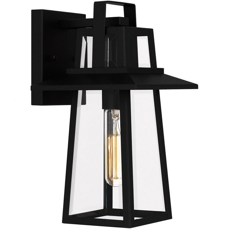 Devonport Matte Black Steel Outdoor Wall Lantern with Clear Glass