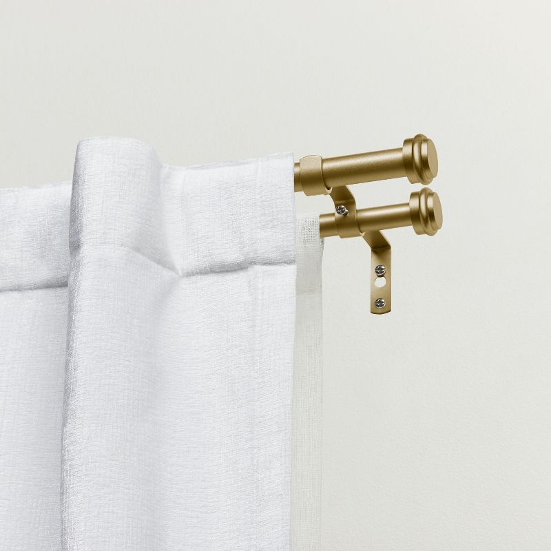 Gold Adjustable Double Curtain Rod Set with Finials, 36"-72"