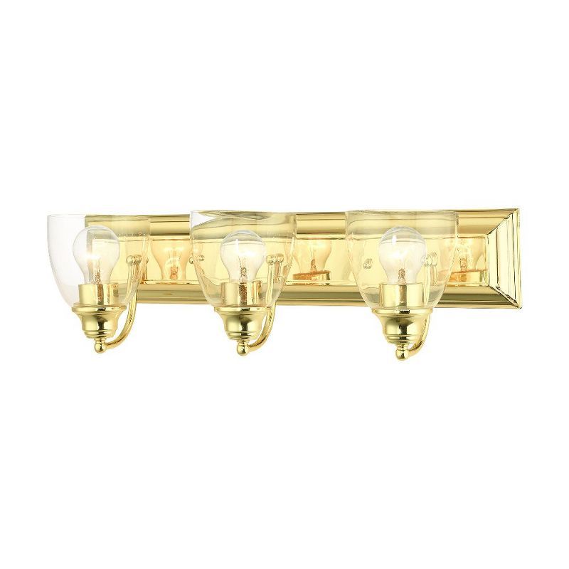 Polished Brass 24" Vanity Light with Clear Glass Shades