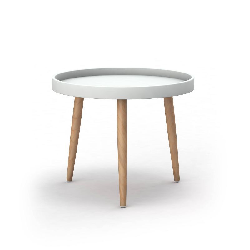 Kurv Round White and Natural Wood Chat Table