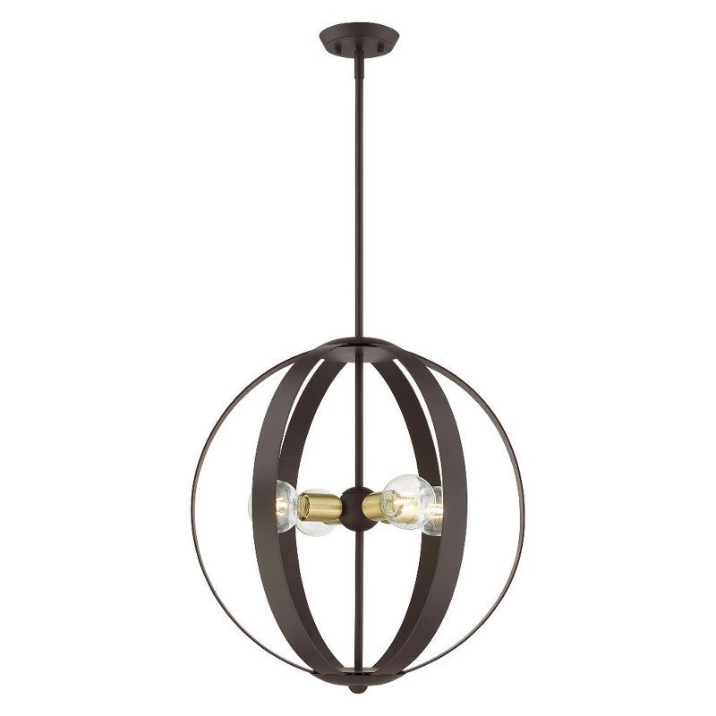 Modesto Bronze and Brass 4-Light Globe Chandelier