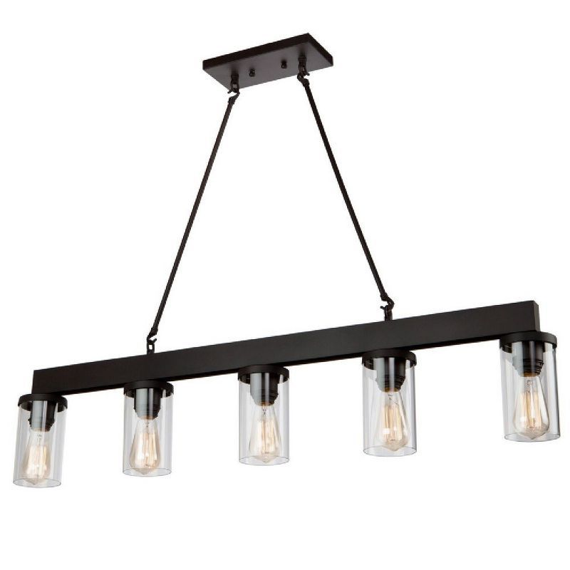 Oil Rubbed Bronze 5-Light Glass Chandelier with Clear Shades