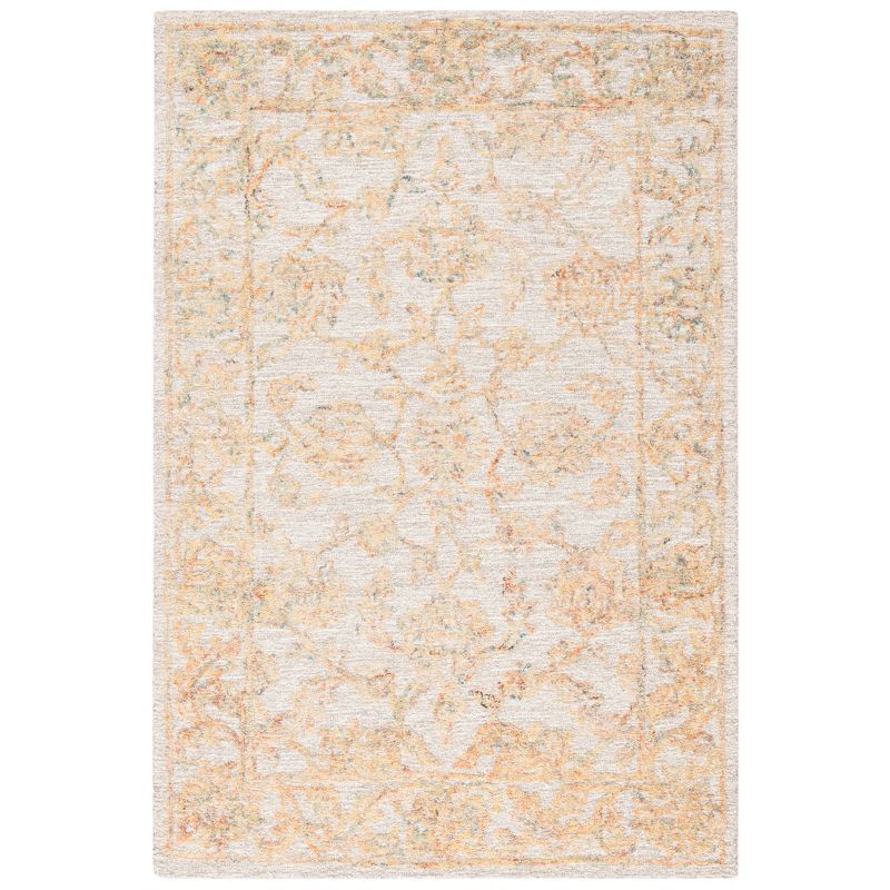 Beige and Gold 4' x 6' Handmade Wool Abstract Area Rug