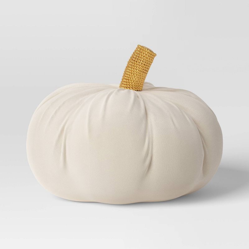 Cream Velvet Pumpkin Shaped Throw Pillow