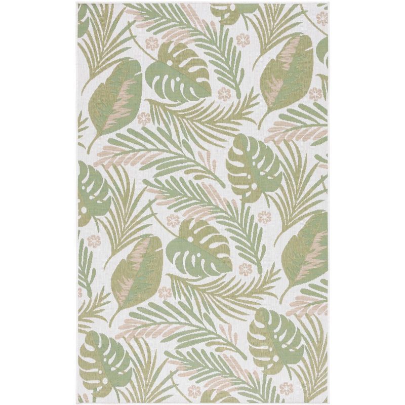 Ivory Green Courtyard Easy-Care Rectangular Area Rug - 4' x 5'7"