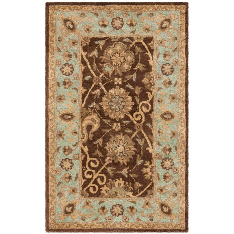 Antiquity 3' x 5' Brown and Green Hand Tufted Wool Area Rug