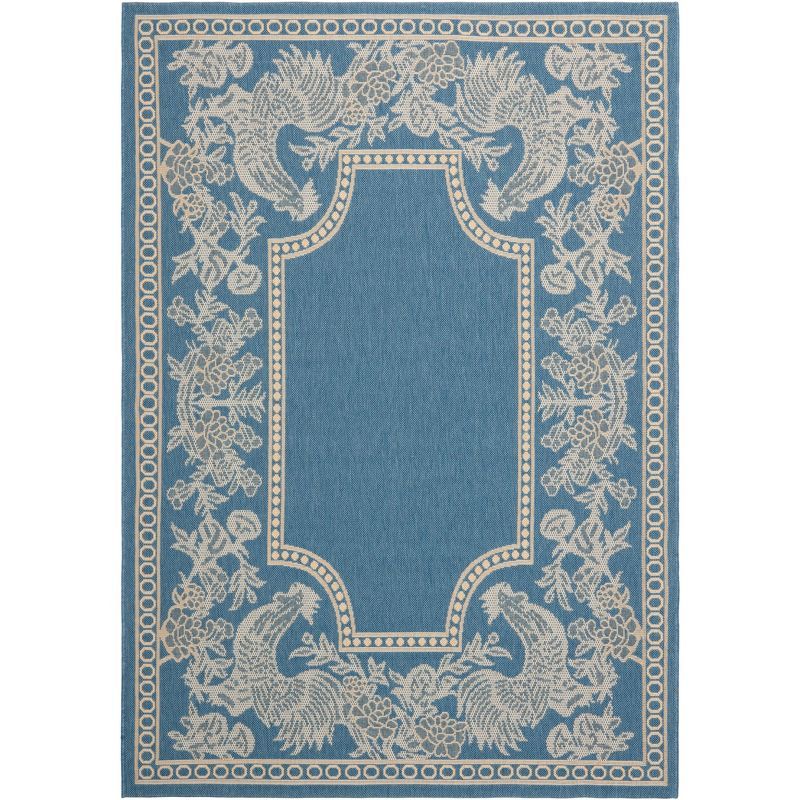 Blue and Natural Rectangular Reversible Synthetic Area Rug