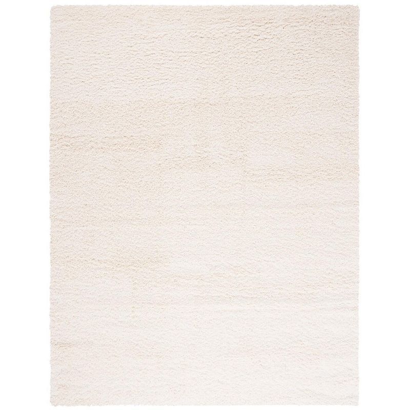 Plush Ivory Shag 9'x12' Area Rug with Easy-Care Synthetic Fibers