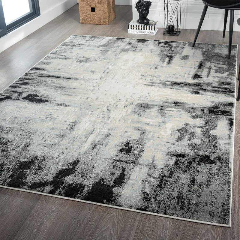 Anthracite Abstract 8' x 10' Synthetic Area Rug