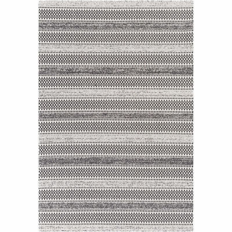 Planada Black and Cream Flatwoven Cotton 5' x 7' Area Rug