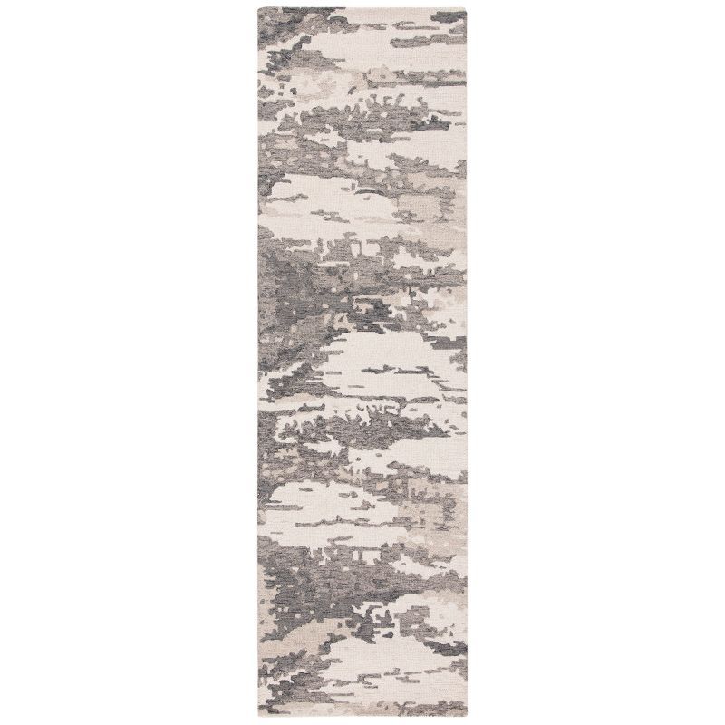 Charcoal & Ivory Abstract Hand-Tufted Wool Rug - 2'3" x 4'