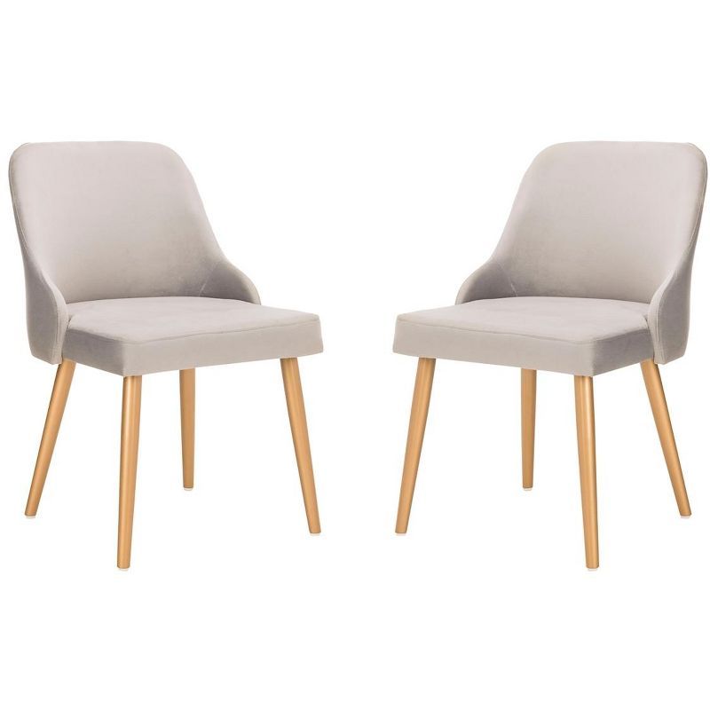 Lulu Grey Velvet Upholstered Side Chair with Gold Legs