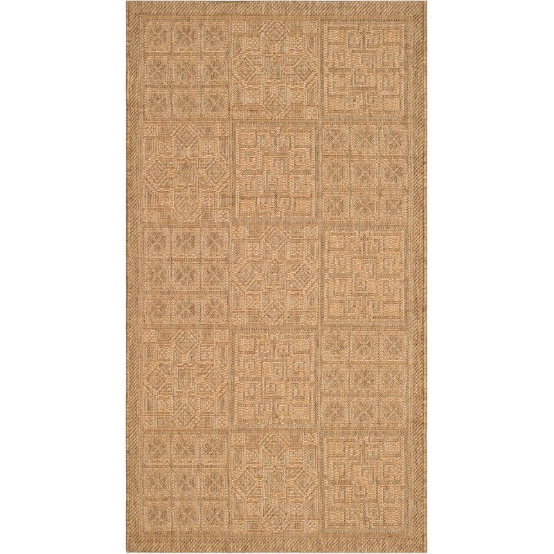 Gold and Natural Flat Woven Synthetic Indoor/Outdoor Rug