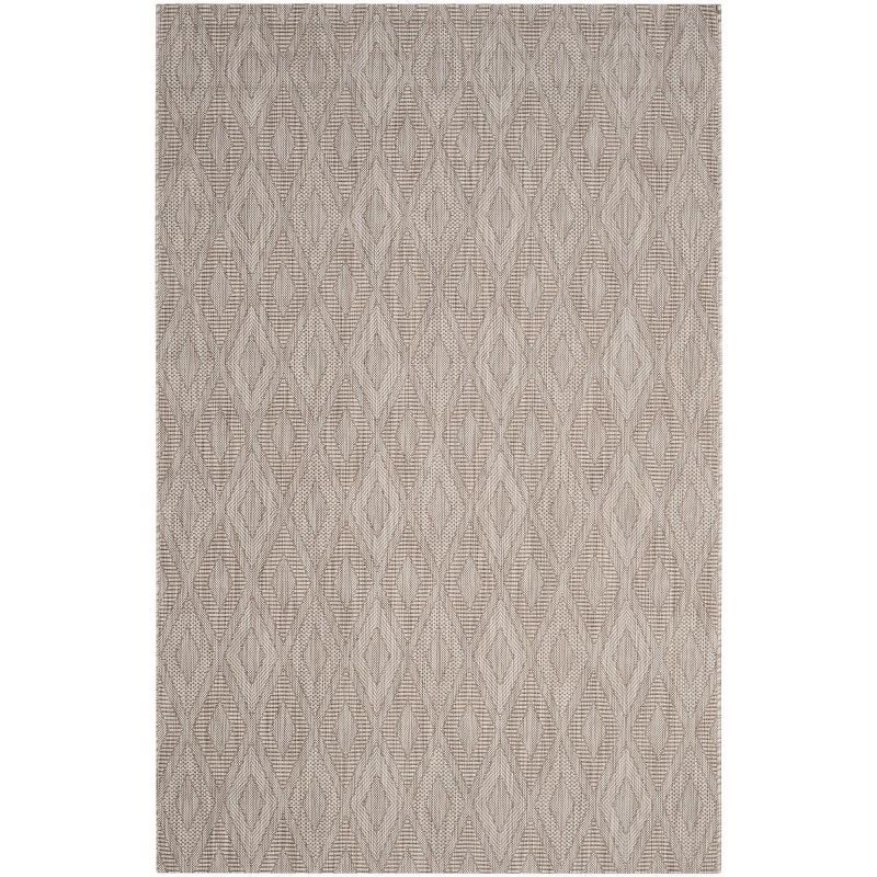 Beige Synthetic Geometric Diamonds Indoor/Outdoor Area Rug, 4' x 5'7"