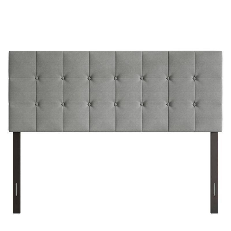 Gray Full Upholstered Tufted Headboard with Adjustable Height