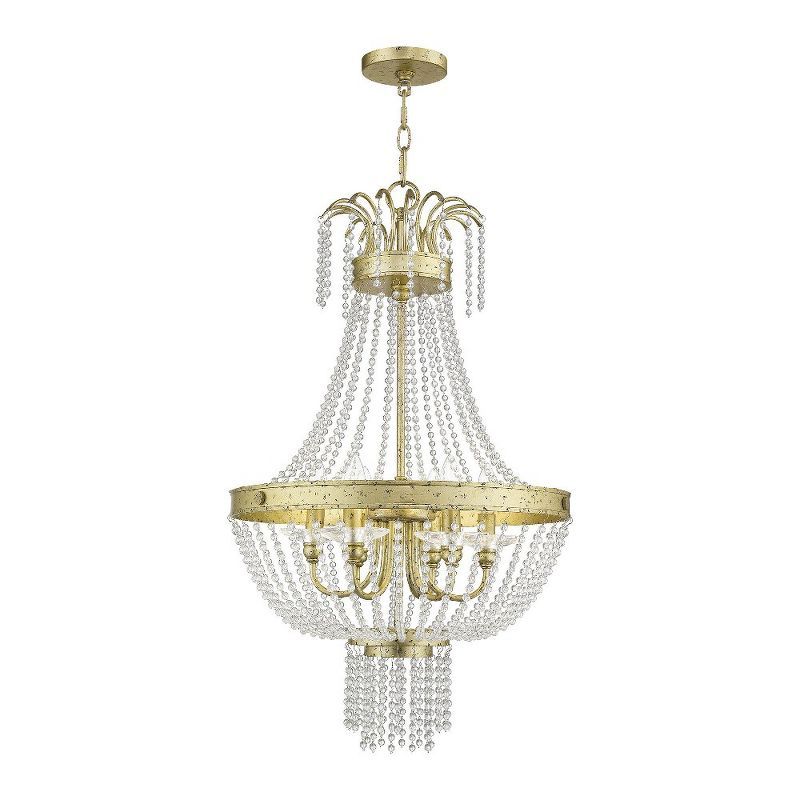 Valentina Hand Applied Winter Gold 6-Light Chandelier with Clear Crystal Beads