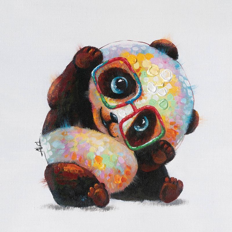 Smarty Panda 24x24 Multicolor Acrylic Canvas Wall Art