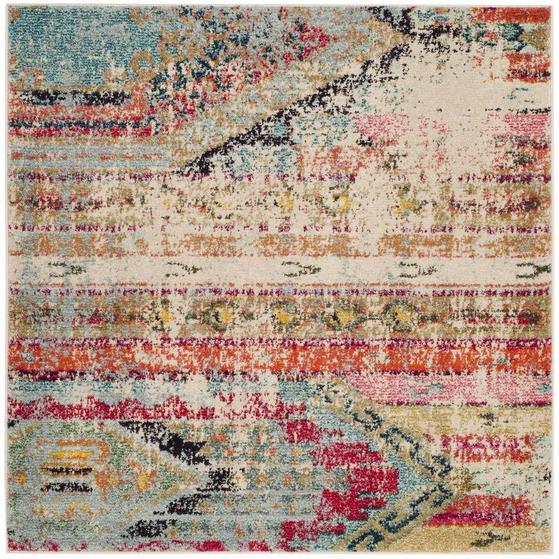 Monaco Multi-Colored Synthetic Square Area Rug, 4'x4'