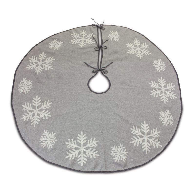 Grey and White Cotton Snowflake Tree Skirt 48"