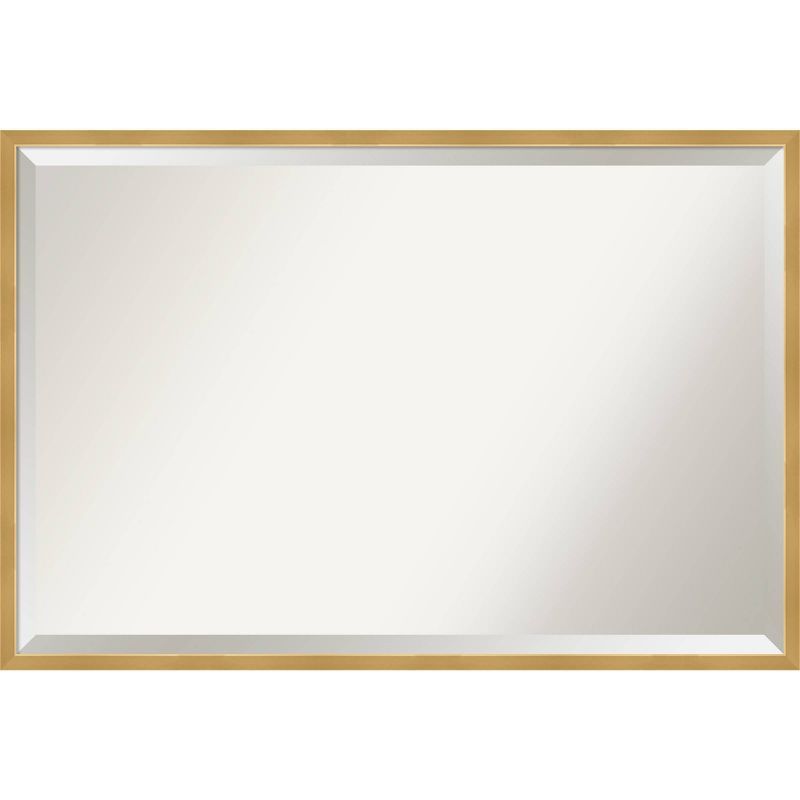 Svelte Polished Gold Beveled Wood Bathroom Vanity Mirror