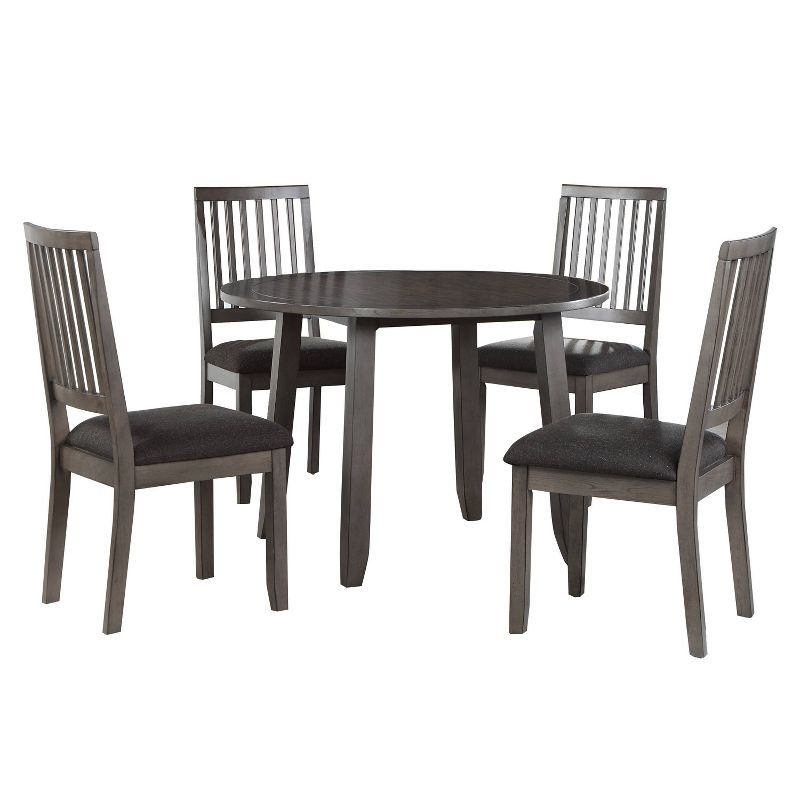 Yorktown Gray Solid Wood 5-Piece Dining Set with Upholstered Chairs