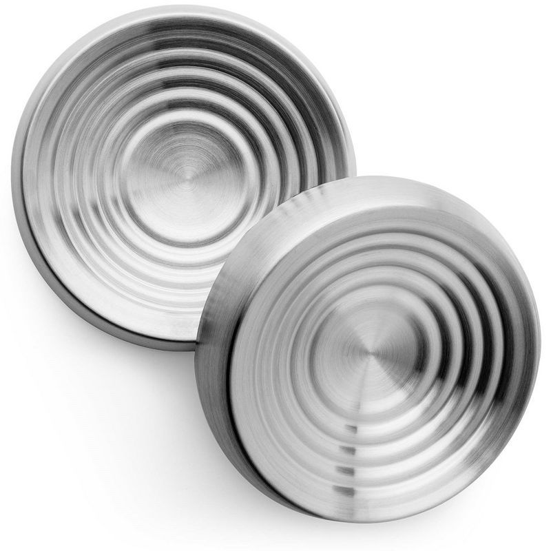 Stainless Steel Non-Slip Shallow Cat Food Bowls, Set of 2