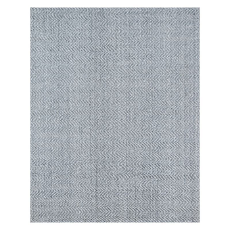 Minimalist Gray Herringbone Handwoven Rectangular Wool-Blend Rug