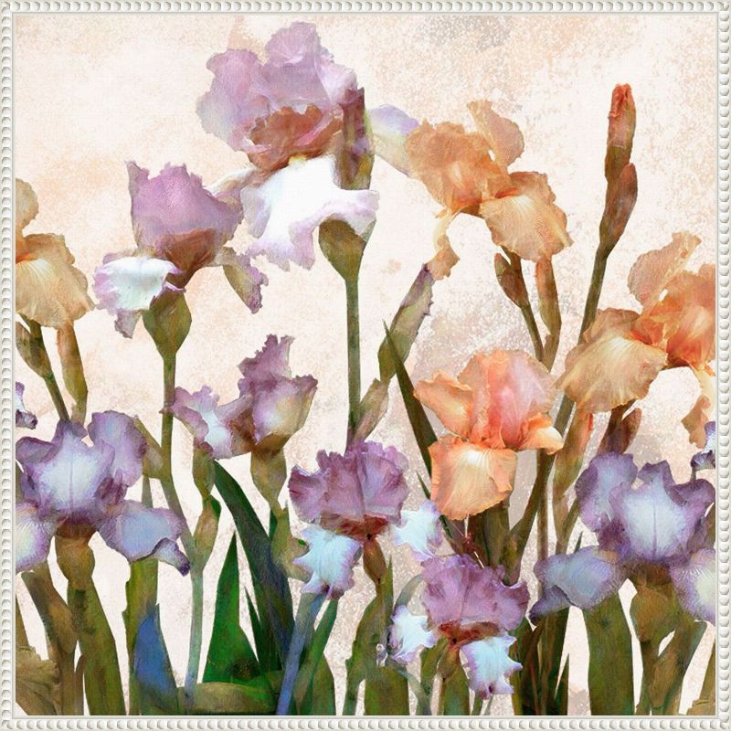 30" x 30" Purple and Peach Floral Canvas Print