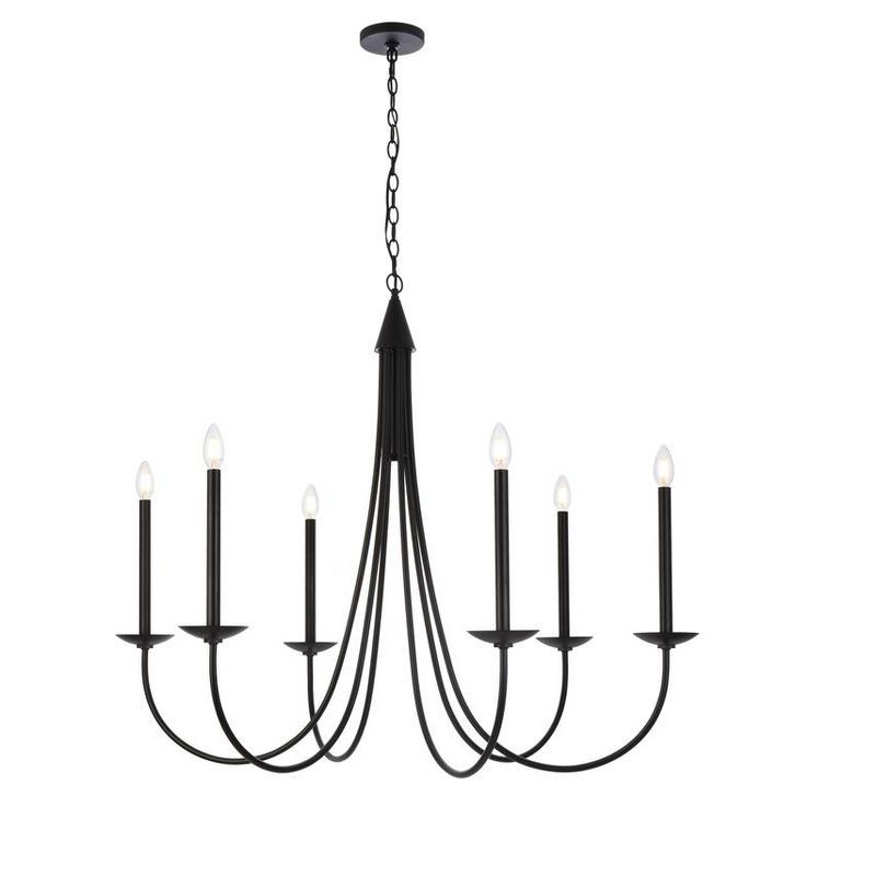 Elegant Black Steel 6-Light Adjustable Drum Pendant Chandelier