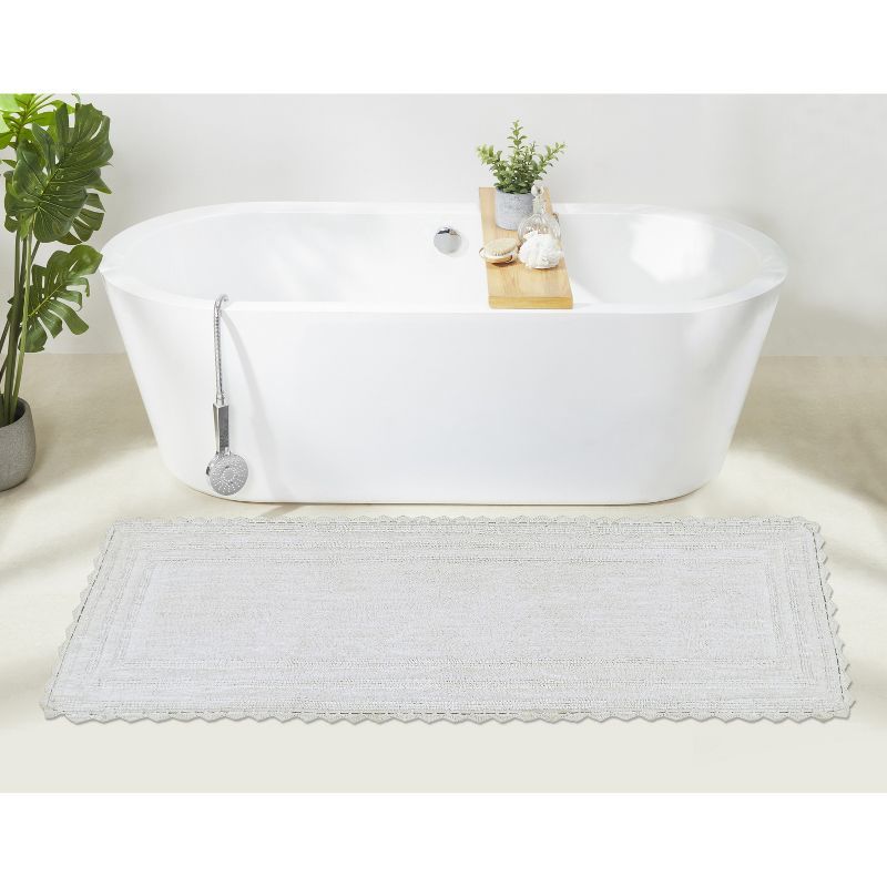 White Cotton Crochet Tufted Reversible Bath Rug Runner 20" x 60"