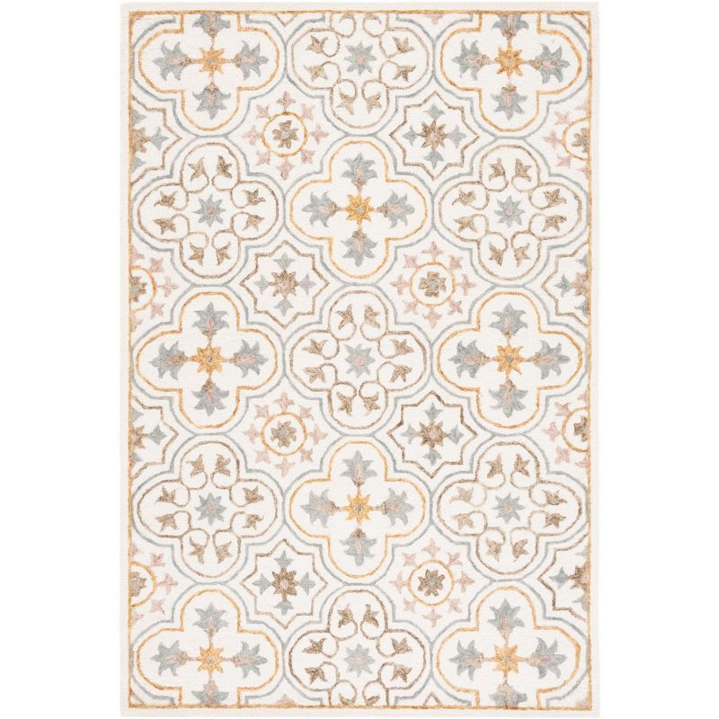 Hololive Ivory/Grey Hand-Tufted Wool Medallion Area Rug